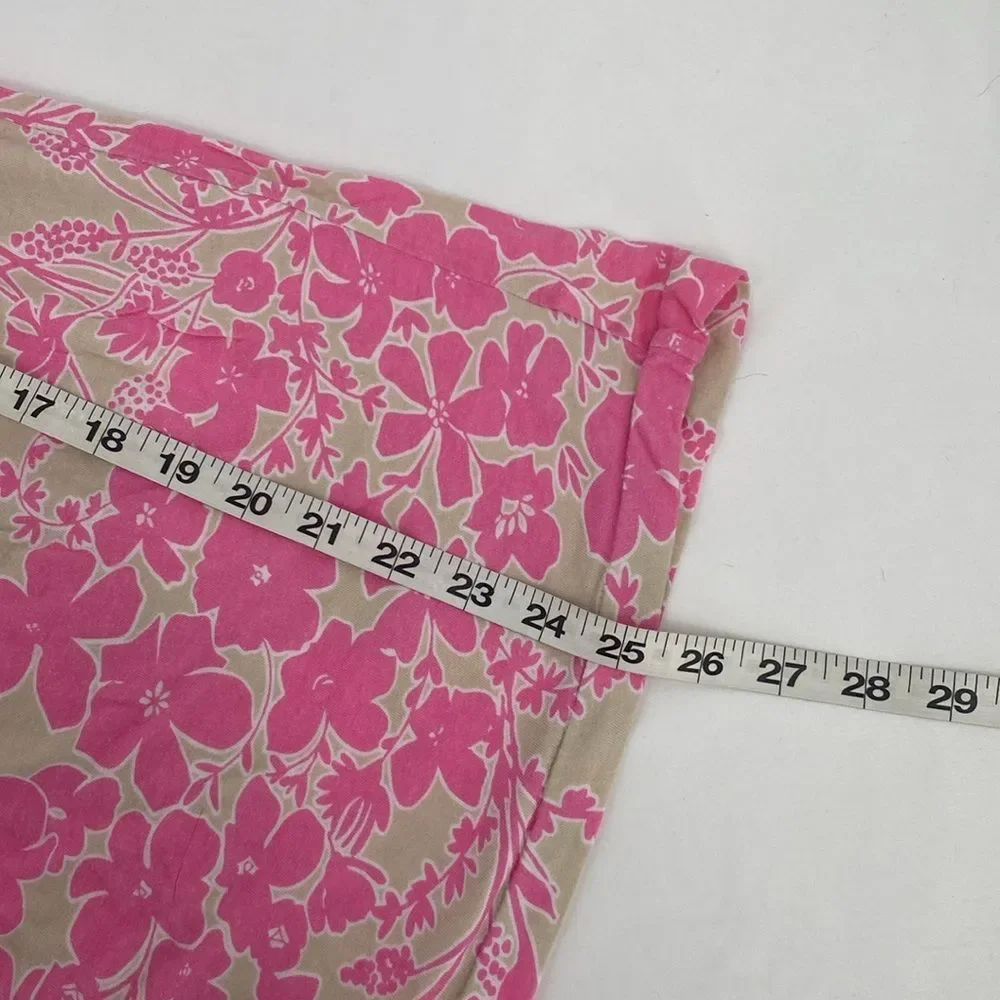 Old Navy Tan Pink Floral Flowy Tank Top Large